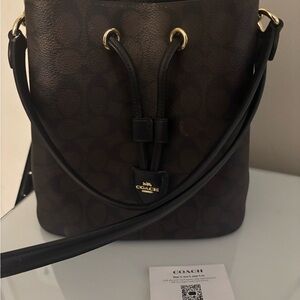 Coach Dark Brown Monogram Shoulder Bag